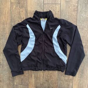 vintage y2k  cropped nike black & baby blue full-zip windbreaker